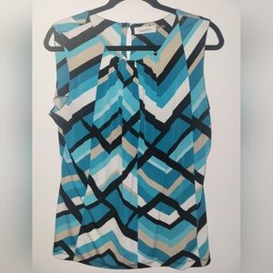 Calvin Klein Blue and Black Geometric Top